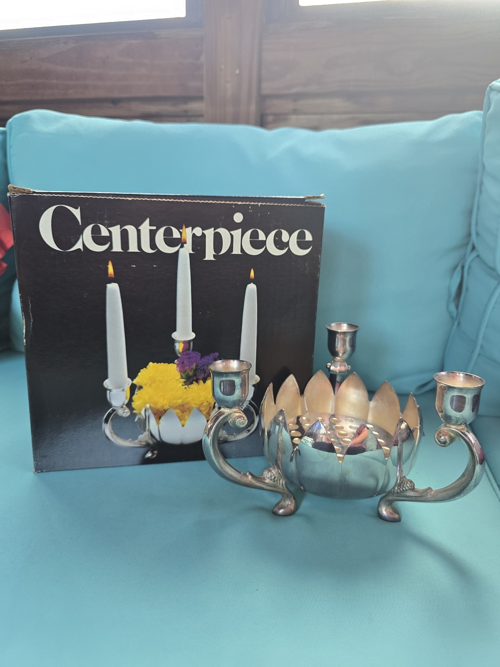 Centerpiece Silver-Tone Lotus Candleholder